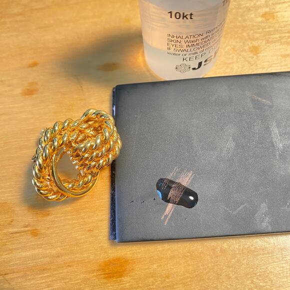 Vintage NAPIER 10K Gold Plated Rope Texture Love Knot Statement Earrings - Picture 9 of 9